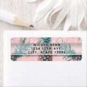 Ananas Roze Marmeren Wervel Modern Feestje Etiket (Insitu)