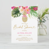 Ananas Roze tropisch Vrijgezellenfeest Kaart (Staand voorkant)