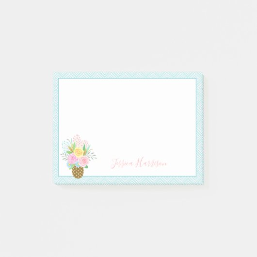 Ananas Rozen Bouquet Pink Yellow 3x4 Post-it® Notes (Voorkant)