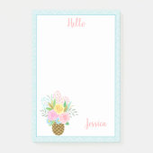 Ananas Rozen Bouquet Pink Yellow Blue 4x6 Post-it® Notes (Voorkant)