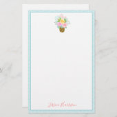 Ananas Rozen Bouquet Pink Yellow Blue Briefpapier (Voorkant / Achterkant)