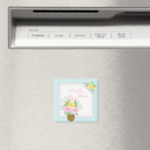 Ananas Rozen Bouquet Pink Yellow Blue Magneet (Insitu (Vaatwasser))