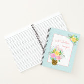 Ananas Rozen Bouquet Roze Geel Notitieboek (Binnen)