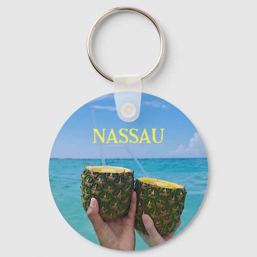 Ananas rum, jouw naam, Nassau, Bahama's Sleutelhanger (Voorkant)