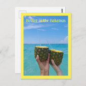 Ananas rum punch op het strand, Bahama's Briefkaart (Voorkant / Achterkant)