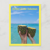 Ananas rum punch op het strand, Bahama's Briefkaart (Voorkant)