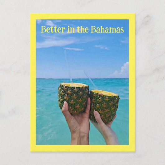 Ananas rum punch op het strand, Bahama's Briefkaart (Voorkant)