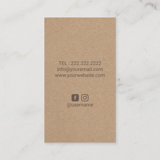 Ananas Rustic Kraft Visitekaartje (Achterkant)