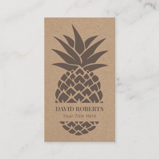 Ananas Rustic Kraft Visitekaartje (Voorkant)