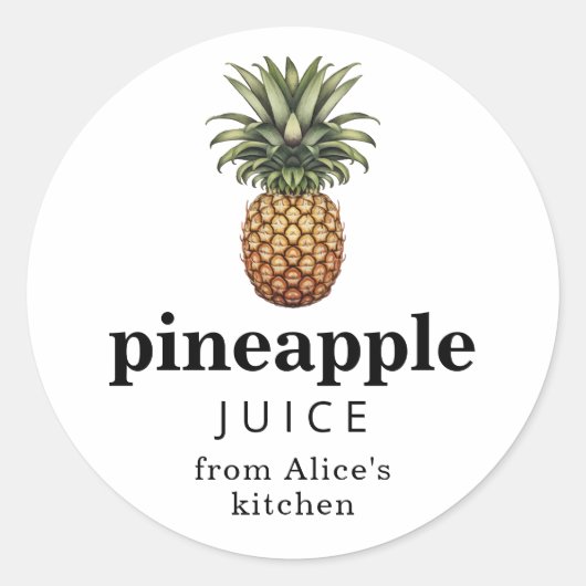 Ananas-sap bliklabel ronde sticker (Voorkant)