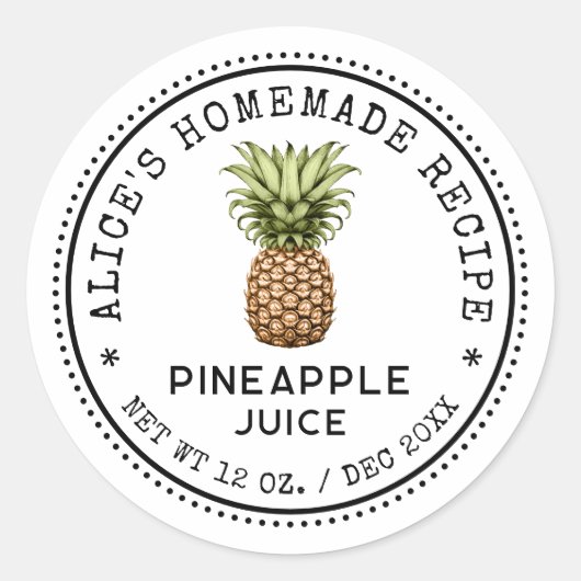 Ananas-sap inblikken label vintage stijl (Voorkant)
