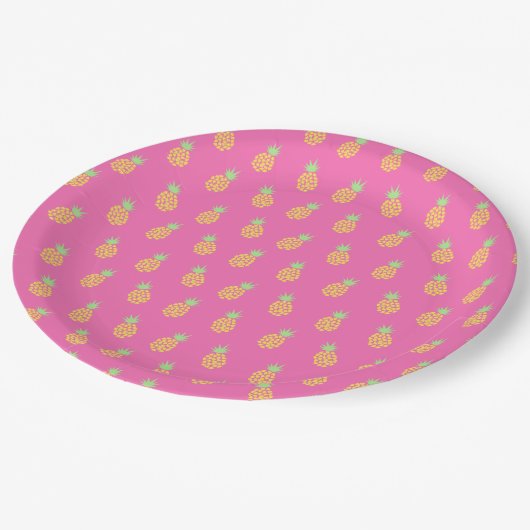 Ananas Schattige Zomerfeest Roze Papieren Bordje (Gekanteld)