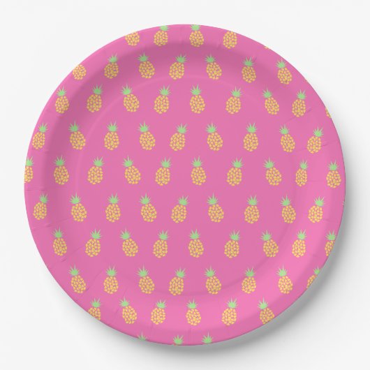 Ananas Schattige Zomerfeest Roze Papieren Bordje (Voorkant)