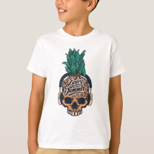 Ananas schedel met hoofdtelefoon t-shirt