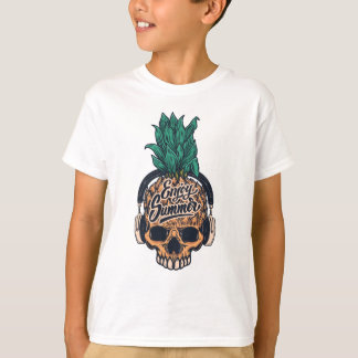 Ananas schedel met hoofdtelefoon t-shirt