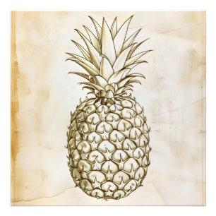 Ananas schets foto afdruk