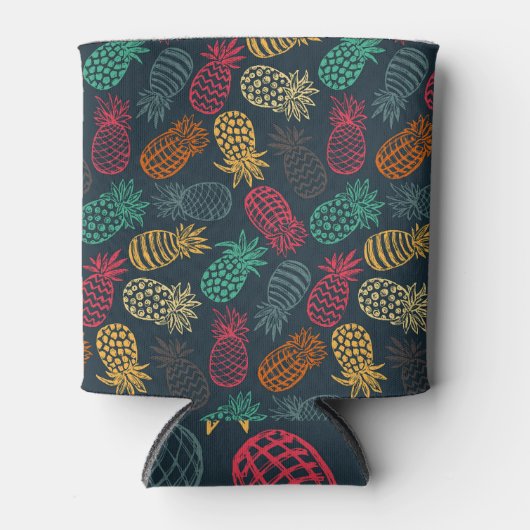  ananas schets: kleurrijk blikjeskoeler (Voorkant)