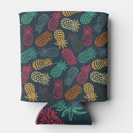  ananas schets: kleurrijk blikjeskoeler (Achterkant)