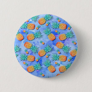 Ananas. Schilderen. Feest. Ronde Button 5,7 Cm