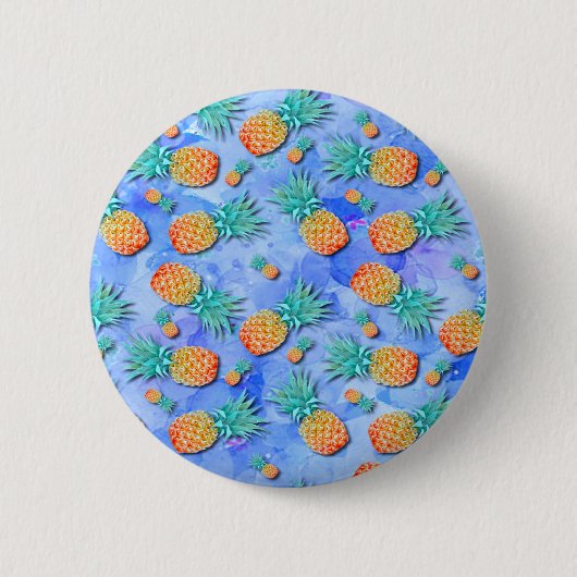 Ananas. Schilderen. Feest. Ronde Button 5,7 Cm (Voorkant)