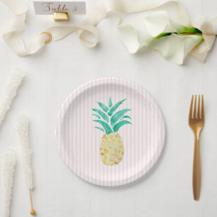 Ananas schilderij Luau Pink Party Papieren Bordje