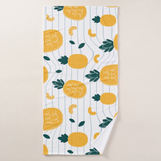 Ananas schoonheid: Hand getrokken patroon Badhanddoek (Badhanddoek)