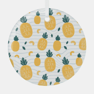Ananas schoonheid: Hand getrokken patroon Glas Ornament