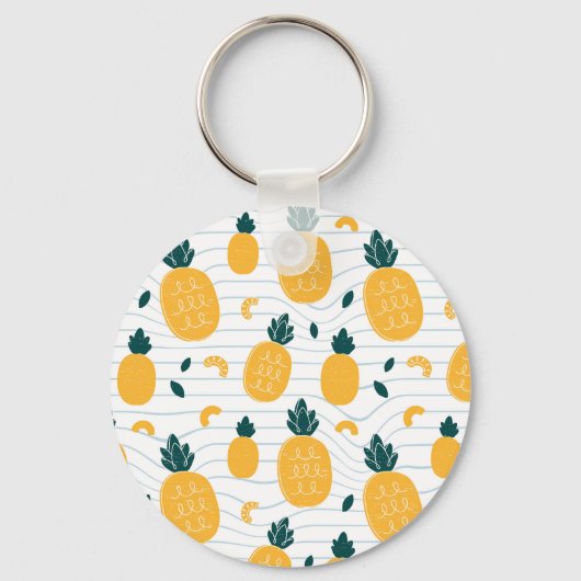 Ananas schoonheid: Hand getrokken patroon Sleutelhanger (Voorkant)