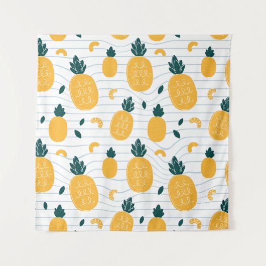 Ananas schoonheid: Hand getrokken patroon Wandkleed (Voorkant)