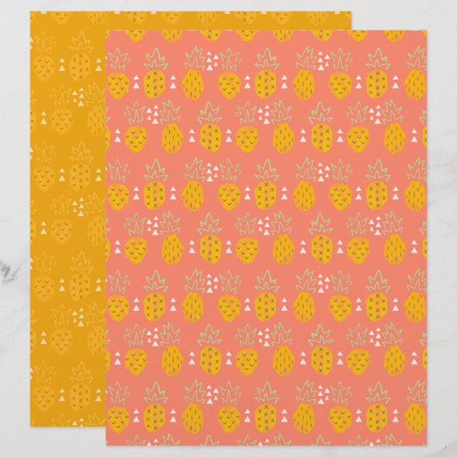 Ananas scrapbookpapier (Voorkant / Achterkant)