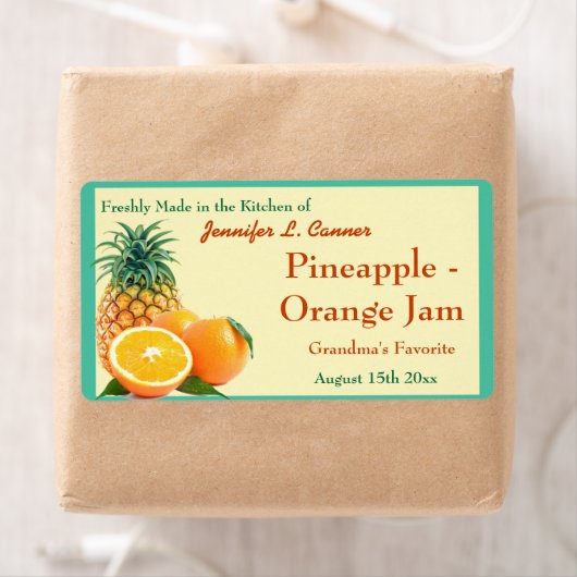 Ananas Sinaasappel Jam of Behoudt Canning Jar Etiket (Insitu)