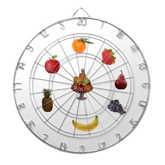 Ananas, Sinaasappel, Peer, Appel, Druiven Fruit Dartbord (Voorkant)