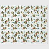 Ananas, Sneeuwman Kerstbomen Inpakpapier (Vlak)