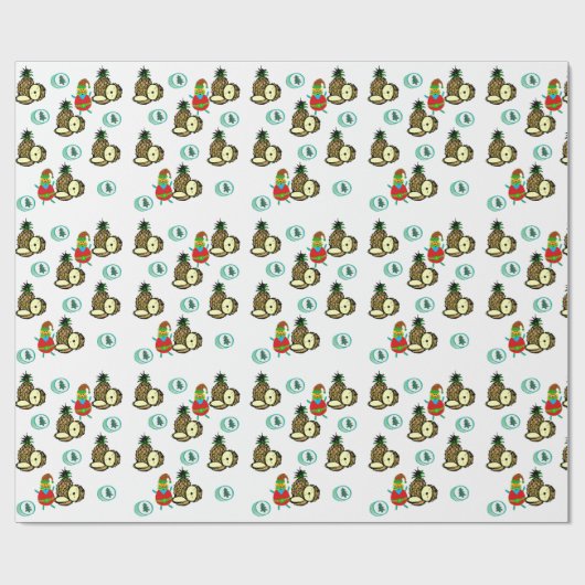 Ananas, Sneeuwman Kerstbomen Inpakpapier (Vlak)