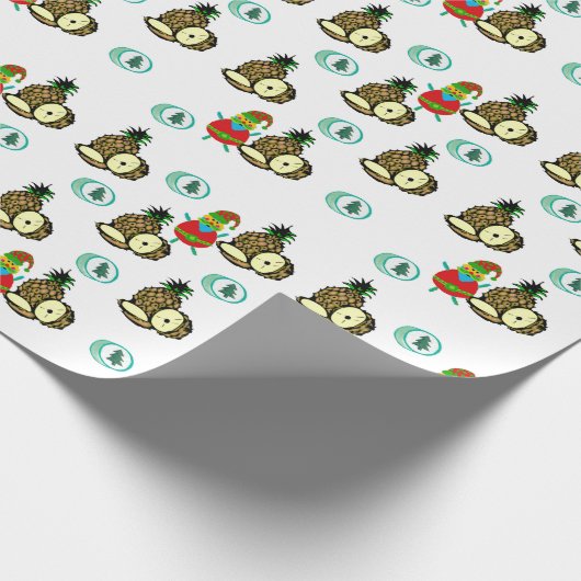 Ananas, Sneeuwman Kerstbomen Inpakpapier (Hoek)