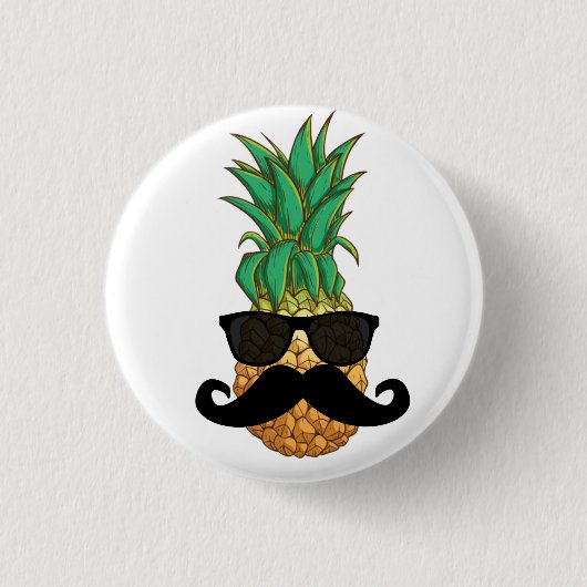 Ananas snor ronde button 3,2 cm (Voorkant)