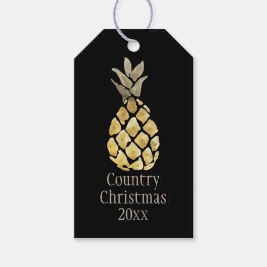 ananas Stenciled Rustic Cadeaulabel (Voorkant)