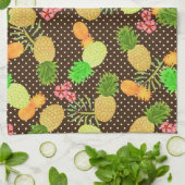 Ananas Stippen Black Theedoek (Gevouwen)