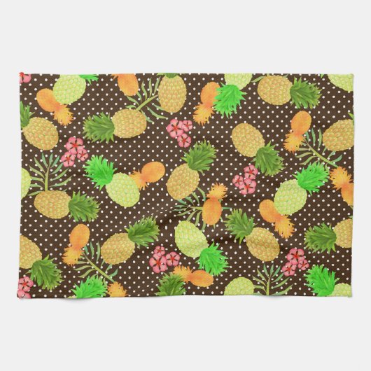 Ananas Stippen Black Theedoek (Horizontaal)