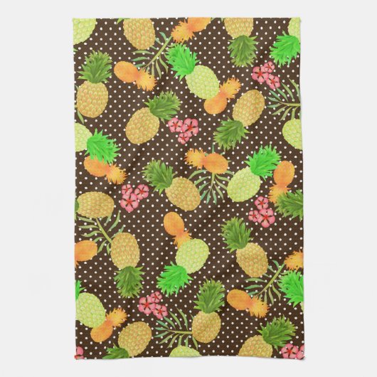 Ananas Stippen Black Theedoek (Verticaal)