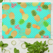 Ananas Stippen Blauwgroen Theedoek (Gevouwen)