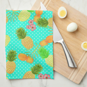 Ananas Stippen Blauwgroen Theedoek
