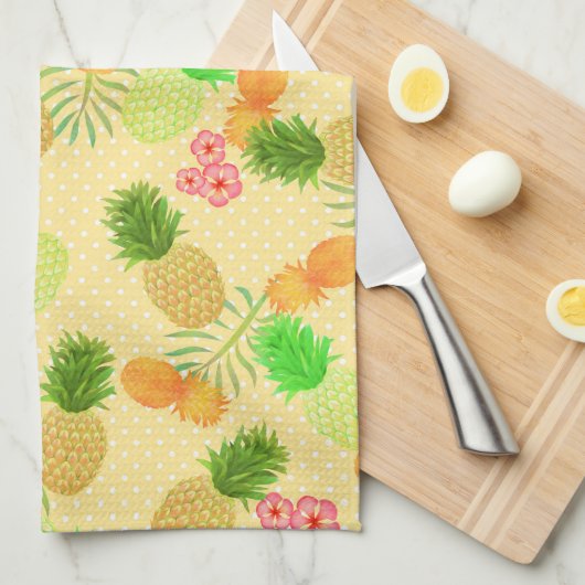 Ananas Stippen Geel Theedoek (Quarter Fold)