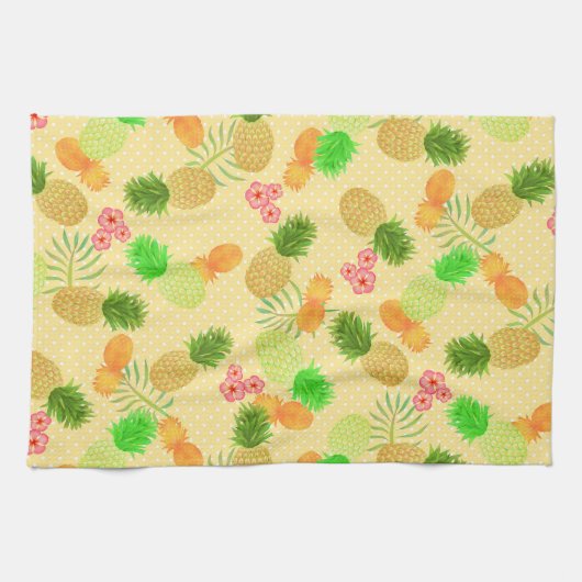 Ananas Stippen Geel Theedoek (Horizontaal)