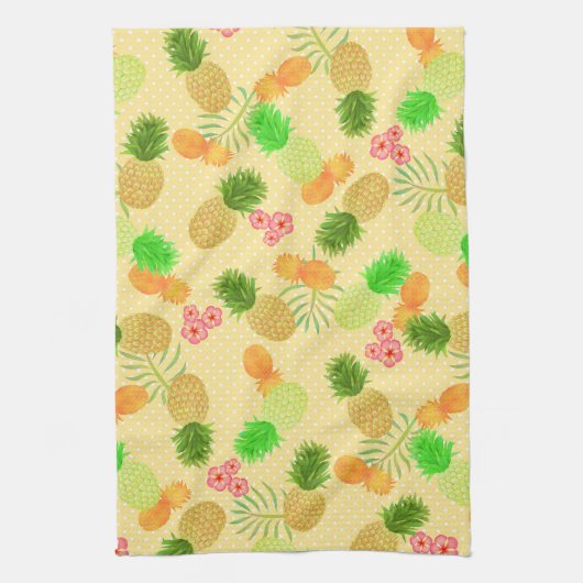 Ananas Stippen Geel Theedoek (Verticaal)