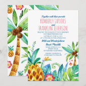 ananas strand palmen tropische bruiloft kaart (Voorkant / Achterkant)