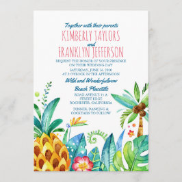 ananas strand palmen tropische bruiloft kaart