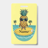 Ananas Surfer Rides Een Wave Thunder_Cove Badge (Achterkant)