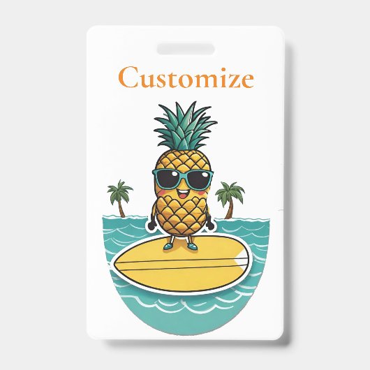 Ananas Surfer Rides Een Wave Thunder_Cove Badge (Voorzijde)