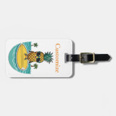 Ananas Surfer Rides Een Wave Thunder_Cove Bagagelabel (Voorkant horizontaal)
